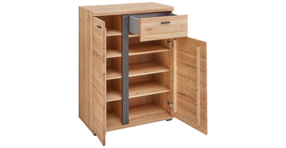 SCHUHSCHRANK 80/107/40 cm  - Eichefarben/Anthrazit, Natur, Holz/Holzwerkstoff (80/107/40cm) - Linea Natura