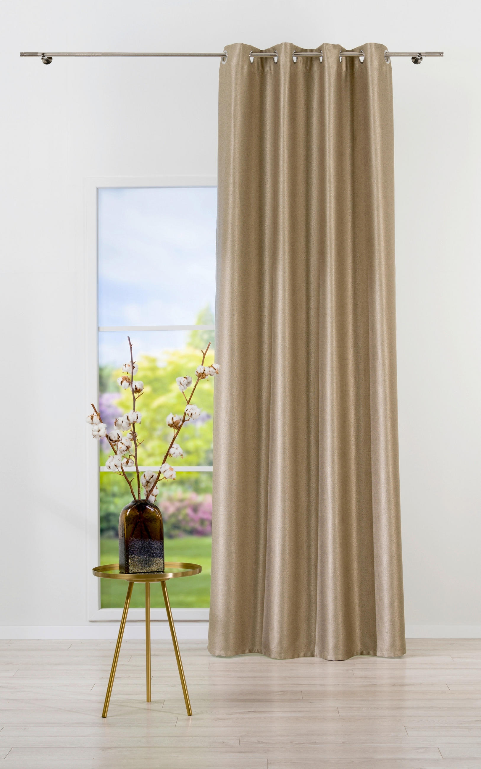 DRAPERIE CONFECȚIONATĂ black-out (nu permite trecerea luminii)  - auriu, Basics, textil (140/260cm)
