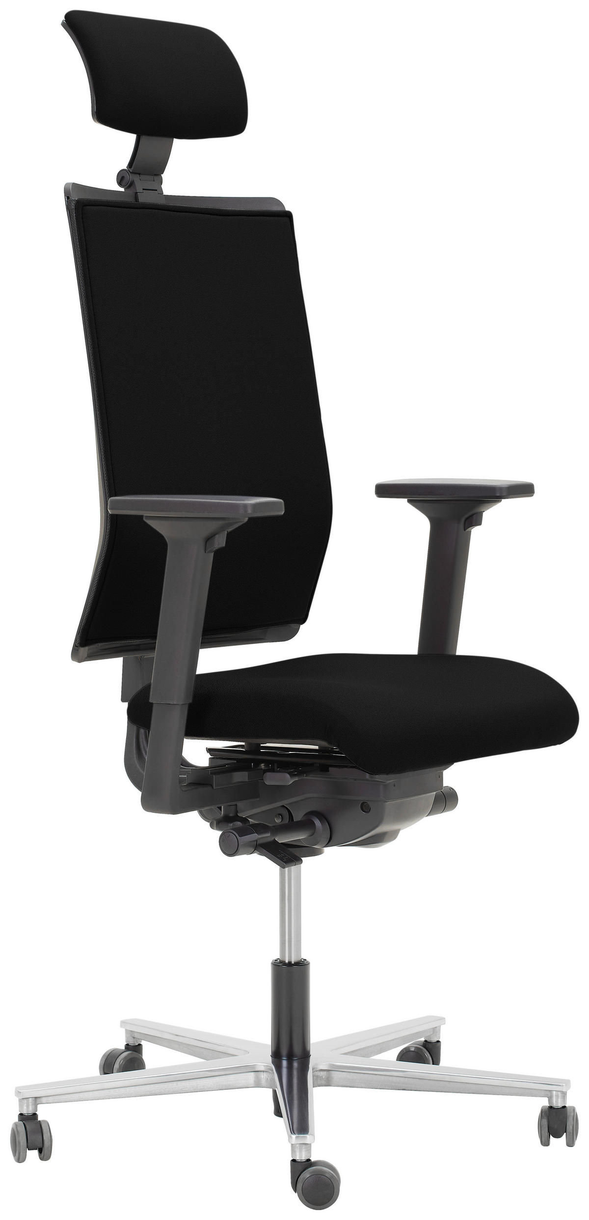 DREHSTUHL Schwarz, Alufarben  - Schwarz/Alufarben, KONVENTIONELL, Kunststoff/Textil (63/105/46cm) - Dieter Knoll