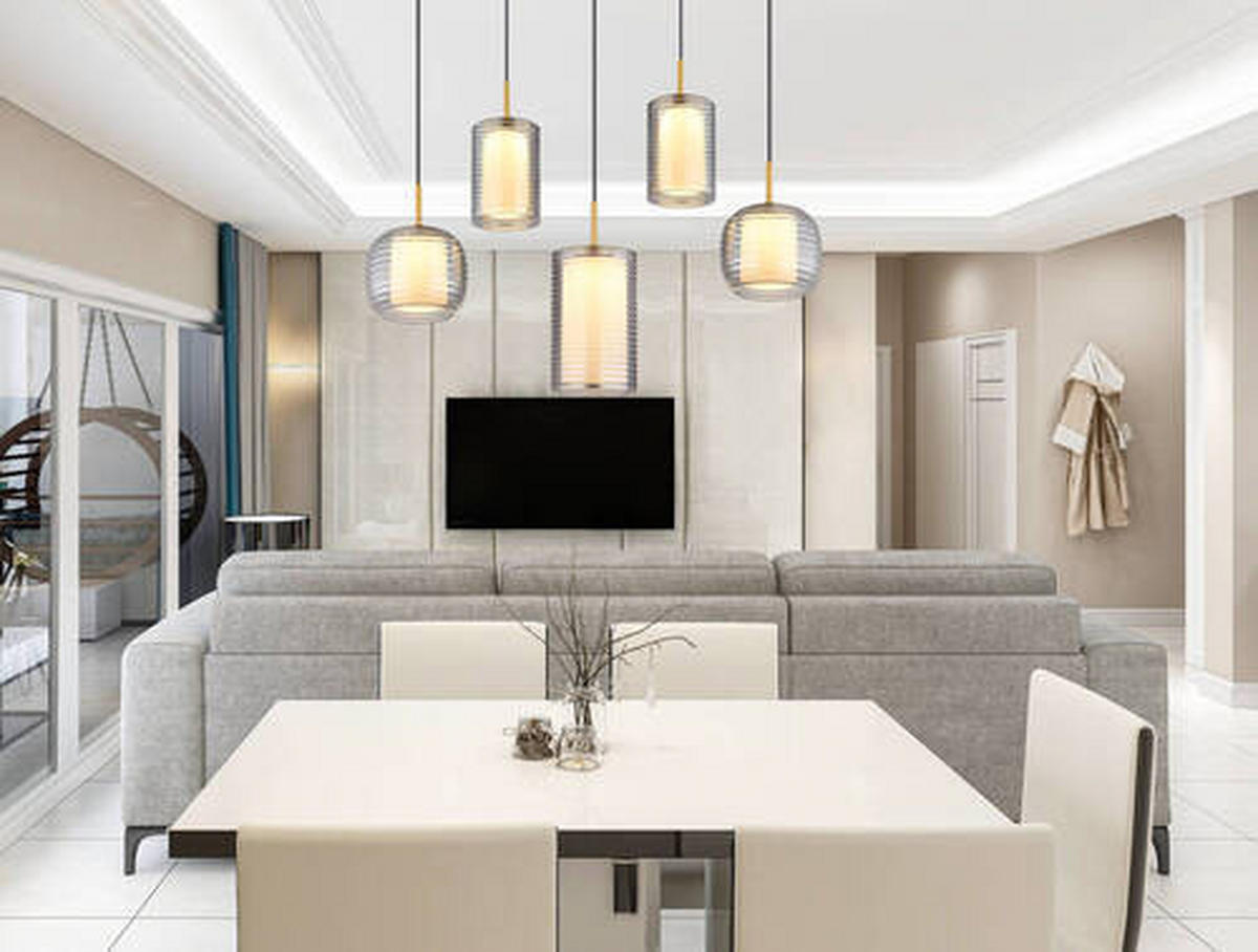 VISEČA LED-SVETILKA   //3000 K/230 V/ - črna/barve medenine, Design, kovina/steklo (93/31,5/150cm) - Globo