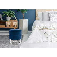 TABURETKA, kov, plast, textil, kompozitné drevo, 37,5/41/37,5 cm - tmavomodrá/strieborná, Basics, kov/kompozitné drevo (37,5/41/37,5cm) - Kayoom