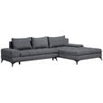 ECKSOFA Graphitfarben Webstoff  - Schwarz/Graphitfarben, Design, Textil/Metall (315/212cm) - Carryhome