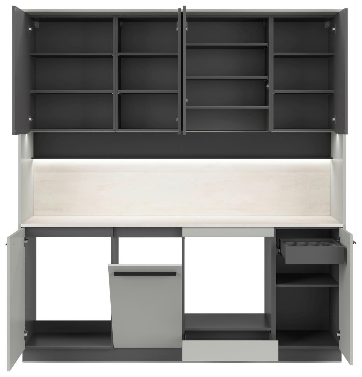 KÜCHENBLOCK 210 cm   in Graphitfarben, Grau  - Schwarz/Graphitfarben, Basics, Holzwerkstoff/Kunststoff (210cm) - Visiona