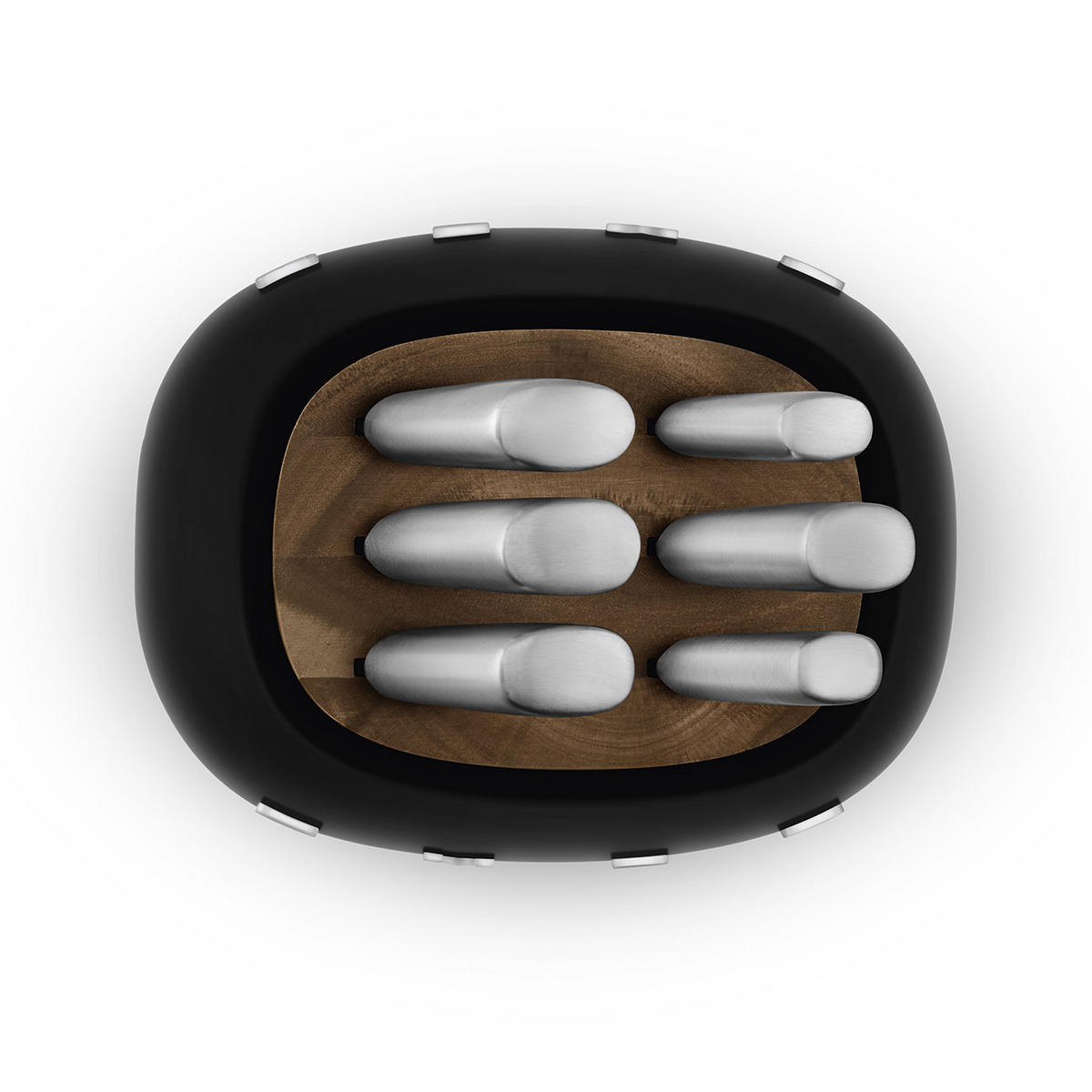MESSERBLOCK 6-teilig  - Schwarz Hochglanz, Basics, Holz/Kunststoff (13,5/23,2/19cm) - SMEG