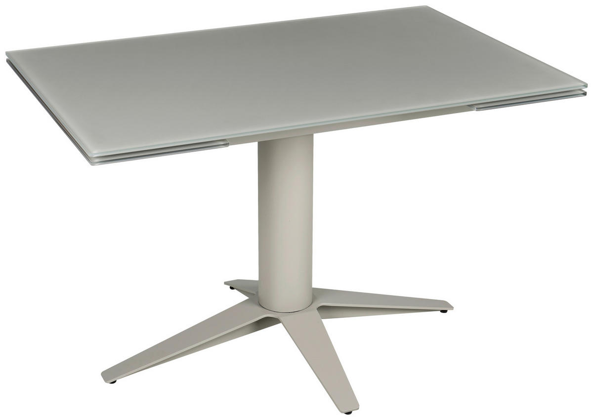 ESSTISCH in Metall, Glas 120-180/80/76 cm  - Taupe, Design, Glas/Metall (120-180/80/76cm) - Stylife