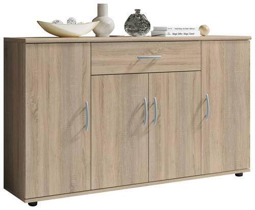 KOMODA   118/70/30 cm   hrast Sonoma  - srebrne boje/hrast Sonoma, Design, drvni materijal/plastika (118/70/30cm) - Boxxx