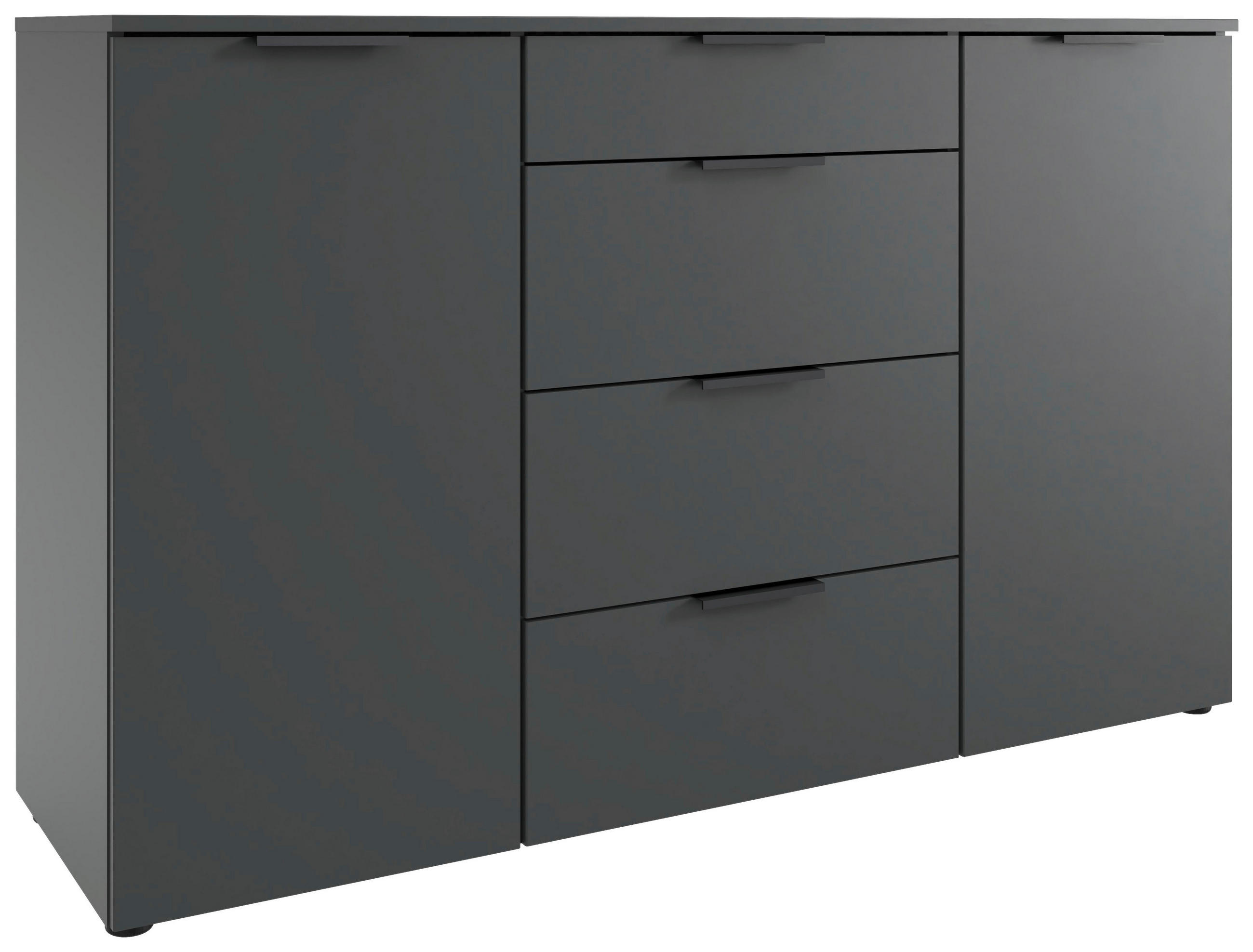 KOMMODE , 135/83,5/41 cm, 4 Schublade(n)  - Graphitfarben/Schwarz, Design, Holzwerkstoff/Kunststoff (135/83,5/41cm) - Boxxx