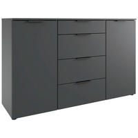 KOMMODE , 135/83,5/41 cm, 4 Schublade(n)  - Graphitfarben/Schwarz, Design, Holzwerkstoff/Kunststoff (135/83,5/41cm) - Boxxx