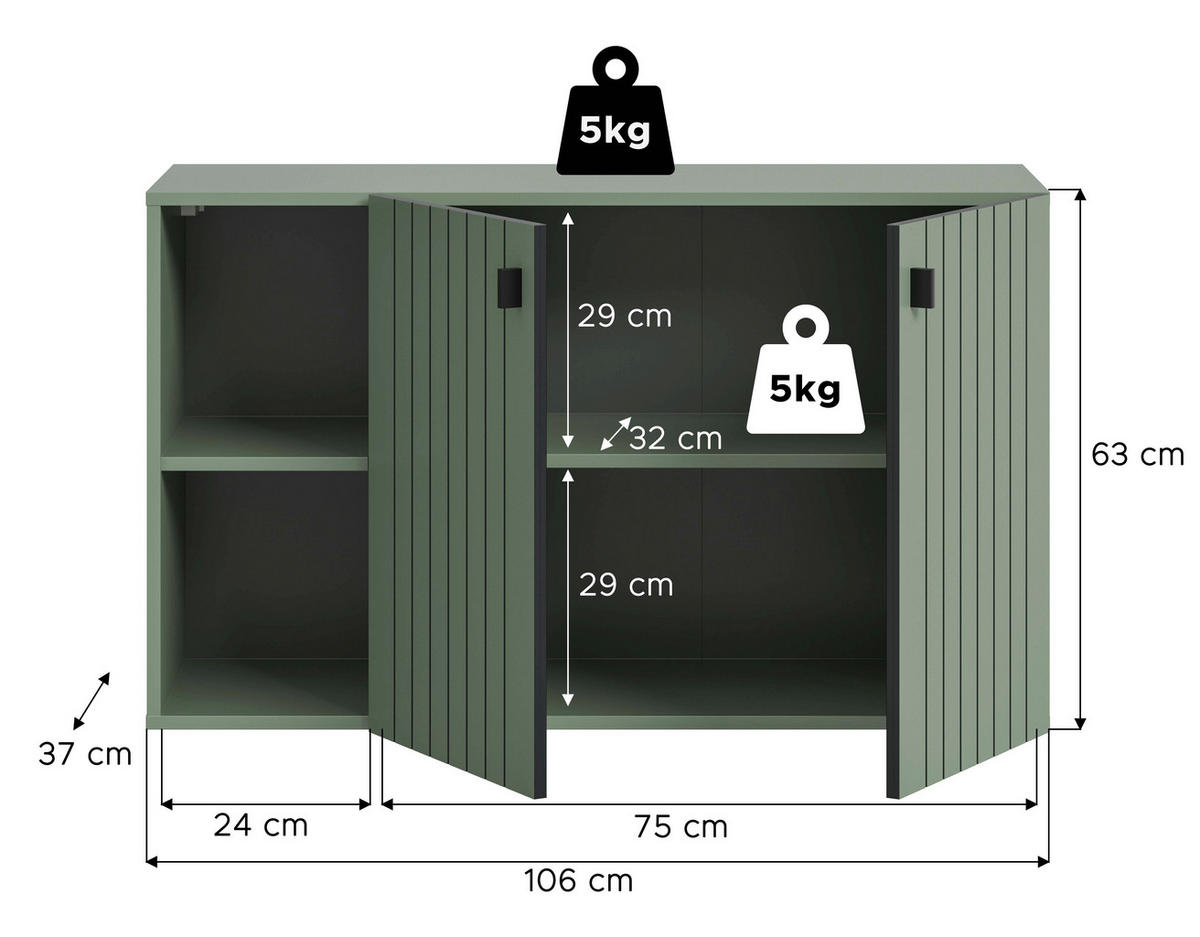 SITZBANK 106/63/37 cm Graugrün Kunststoff  - Schwarz/Graugrün, Design, Kunststoff/Metall (106/63/37cm) - MID.YOU