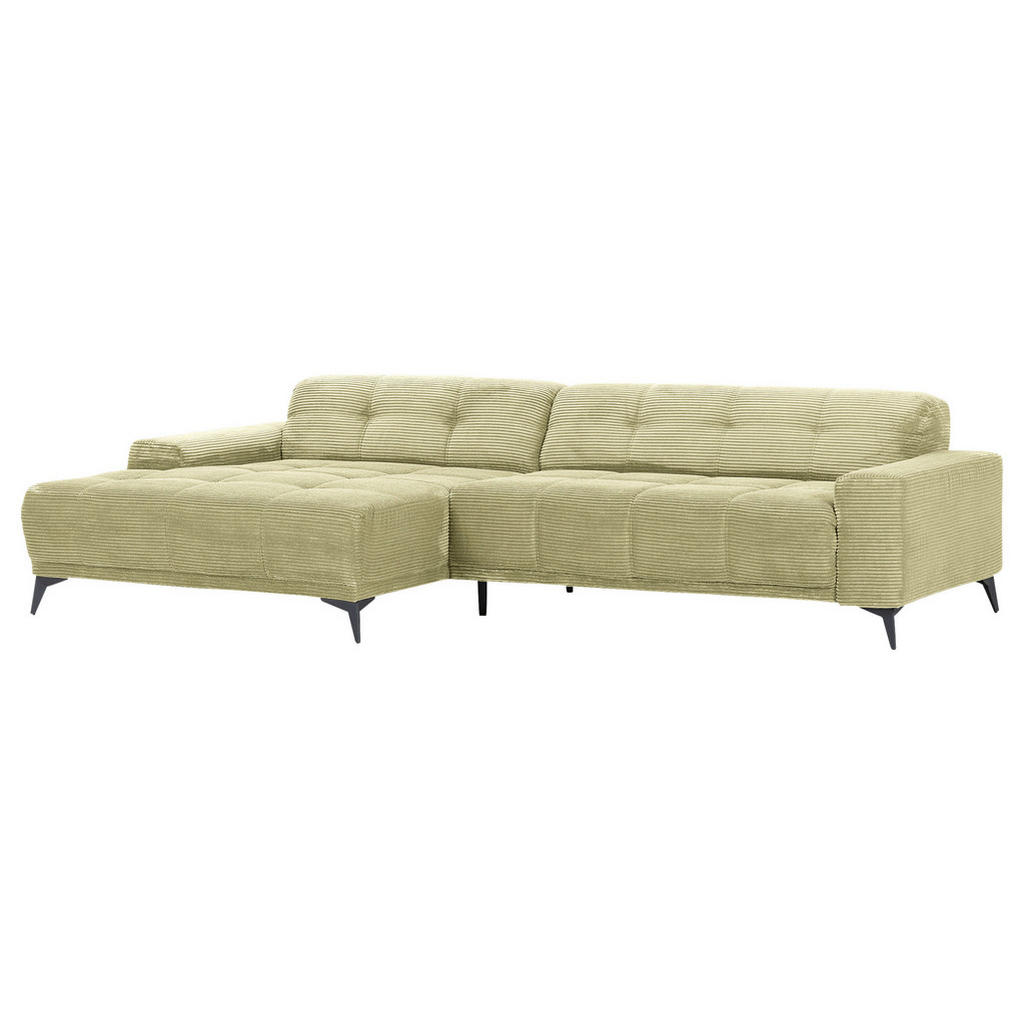 Thumbnail - Carryhome Ecksofa, Hellgrün, Textil, 2-3-Sitzer, Ottomane links, L-Form, 295x165 cm, seitenverkehrt erhältlich, Rücken e...