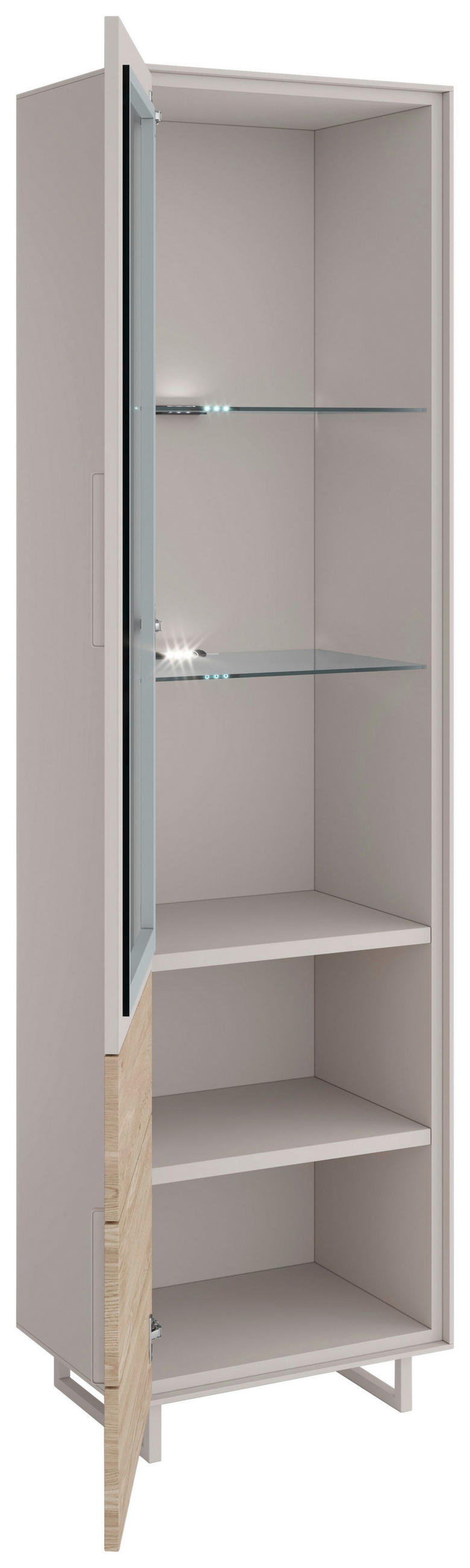 Thumbnail - Livetastic Vitrine Kaunas, Kaschmir, Eiche Bianco, Holz, Holzwerkstoff, Eiche, vollmassiv,massiv,massiv, 1 Fächer, 54x19...