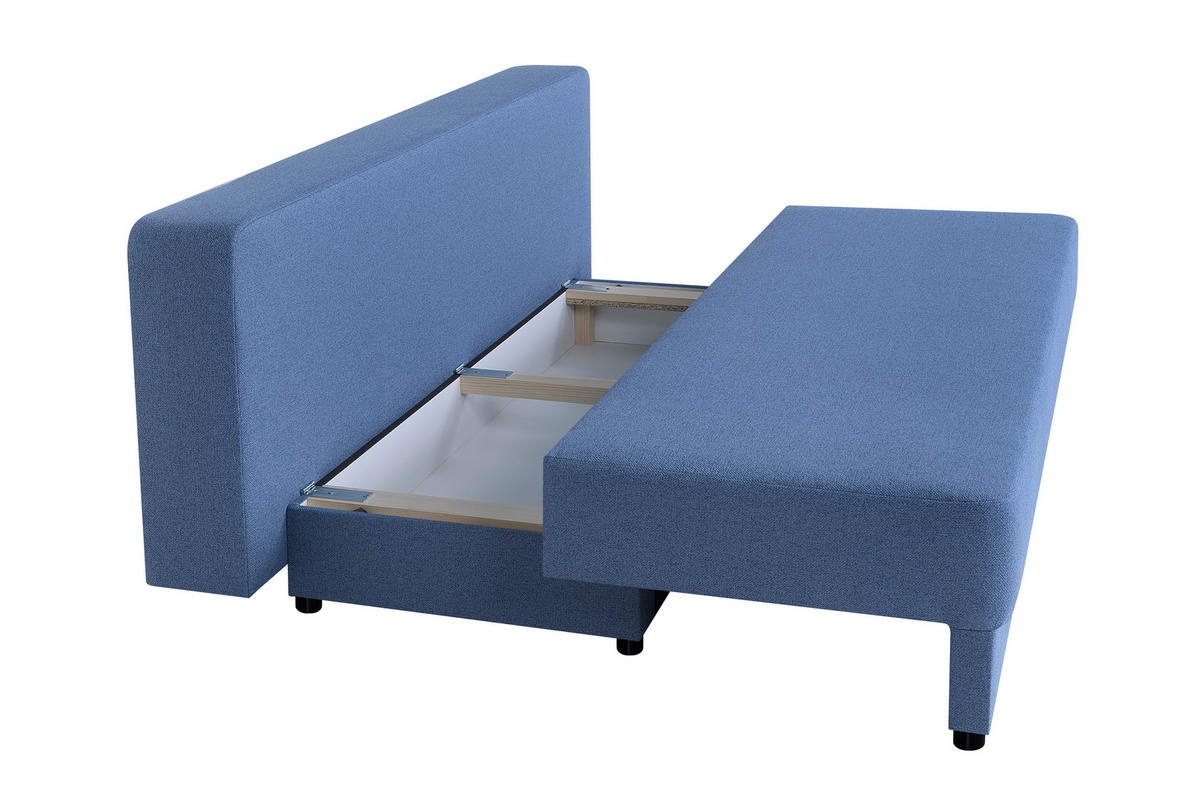 SCHLAFSOFA  mit Rücken echt Webstoff Blau  - Blau/Schwarz, Basics, Kunststoff/Textil (200/90/103cm) - P & B
