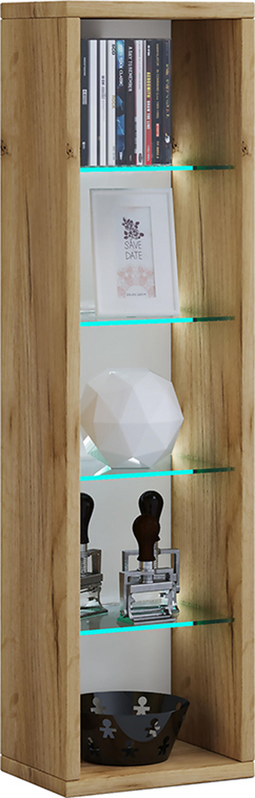 REGAL  21/77/20 cm Eichefarben, Honig  - Eichefarben/Honig, Basics, Glas/Holzwerkstoff (21/77/20cm) - MID.YOU