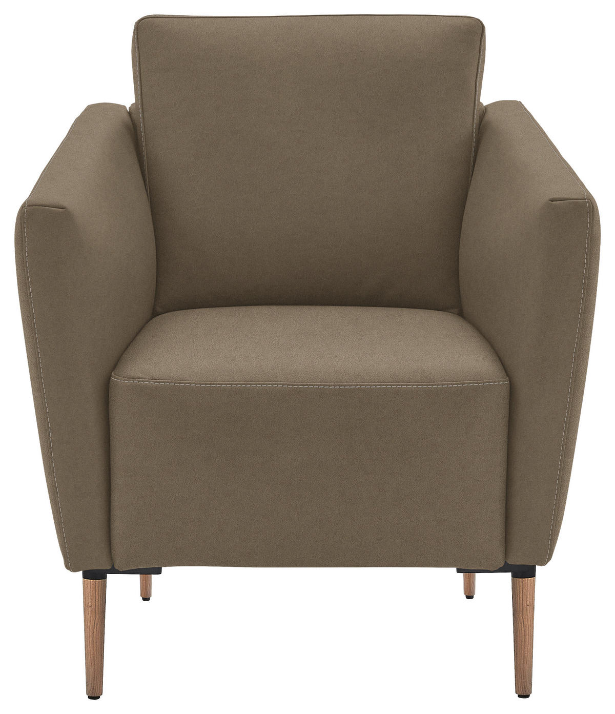 SESSEL in Echtleder Hellbraun  - Hellbraun/Eichefarben, Natur, Leder/Holz (75/84/76cm) - Valnatura