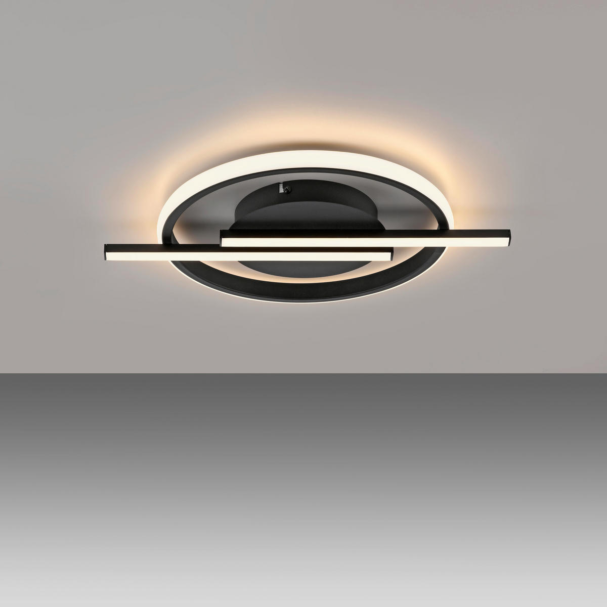 LED PLAFONJERA - crna, Dizajnerski, metal/plastika (42,5/31/4,5cm)