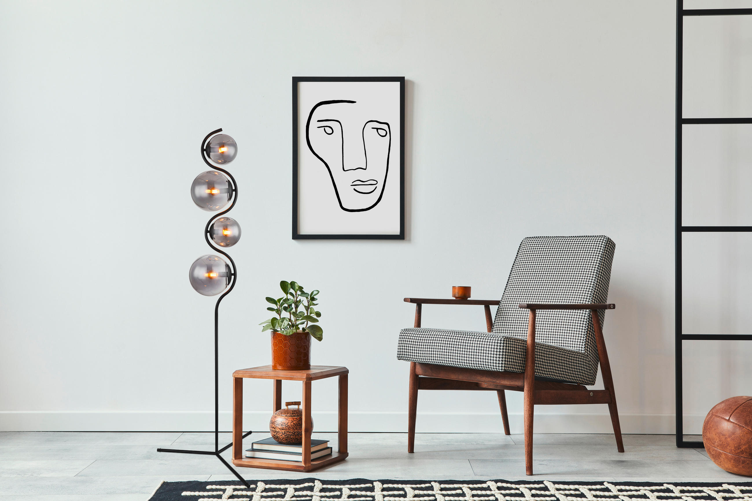 STOJEČA SVETILKA Porry 66/160 cm - črna, Design, kovina/steklo (66/160cm) - Globo