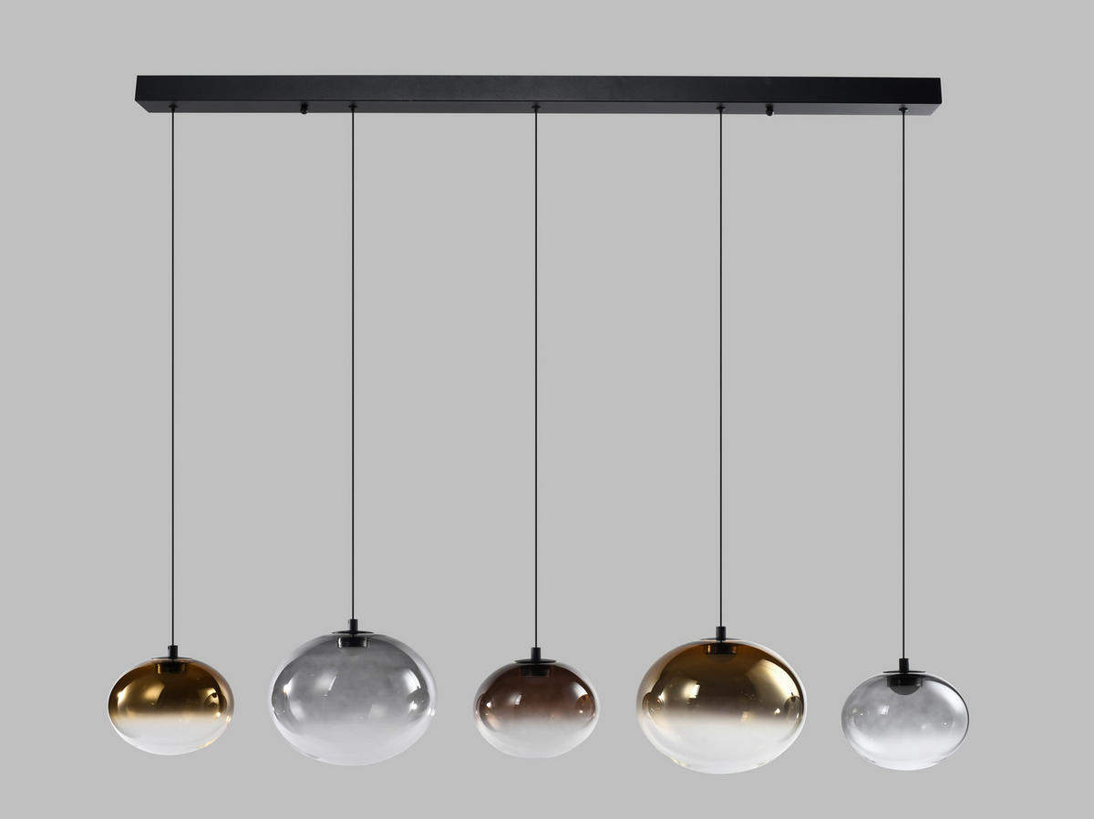LED-HÄNGELEUCHTE Pesaro 128/170/20 cm  - Schwarz, Design, Glas/Metall (128/170/20cm)