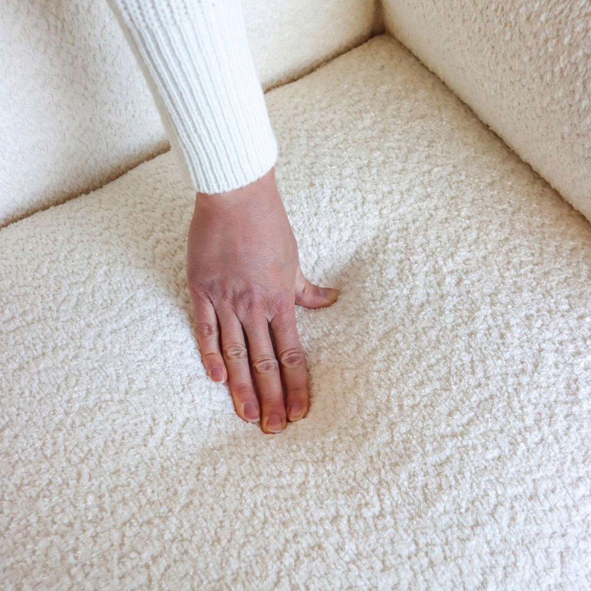 LOUNGESESSEL Bouclé Weiß    - Schwarz/Weiß, MODERN, Kunststoff/Textil (87/65/76cm) - MID.YOU