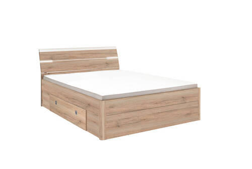 CADRU DE PAT - alb/stejar San Remo, Design, material pe bază de lemn (160/200cm) - Ti'me