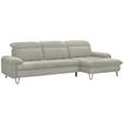 ECKSOFA in Webstoff Ecru  - Ecru/Schwarz, LIFESTYLE, Textil/Metall (310/180cm) - Valnatura