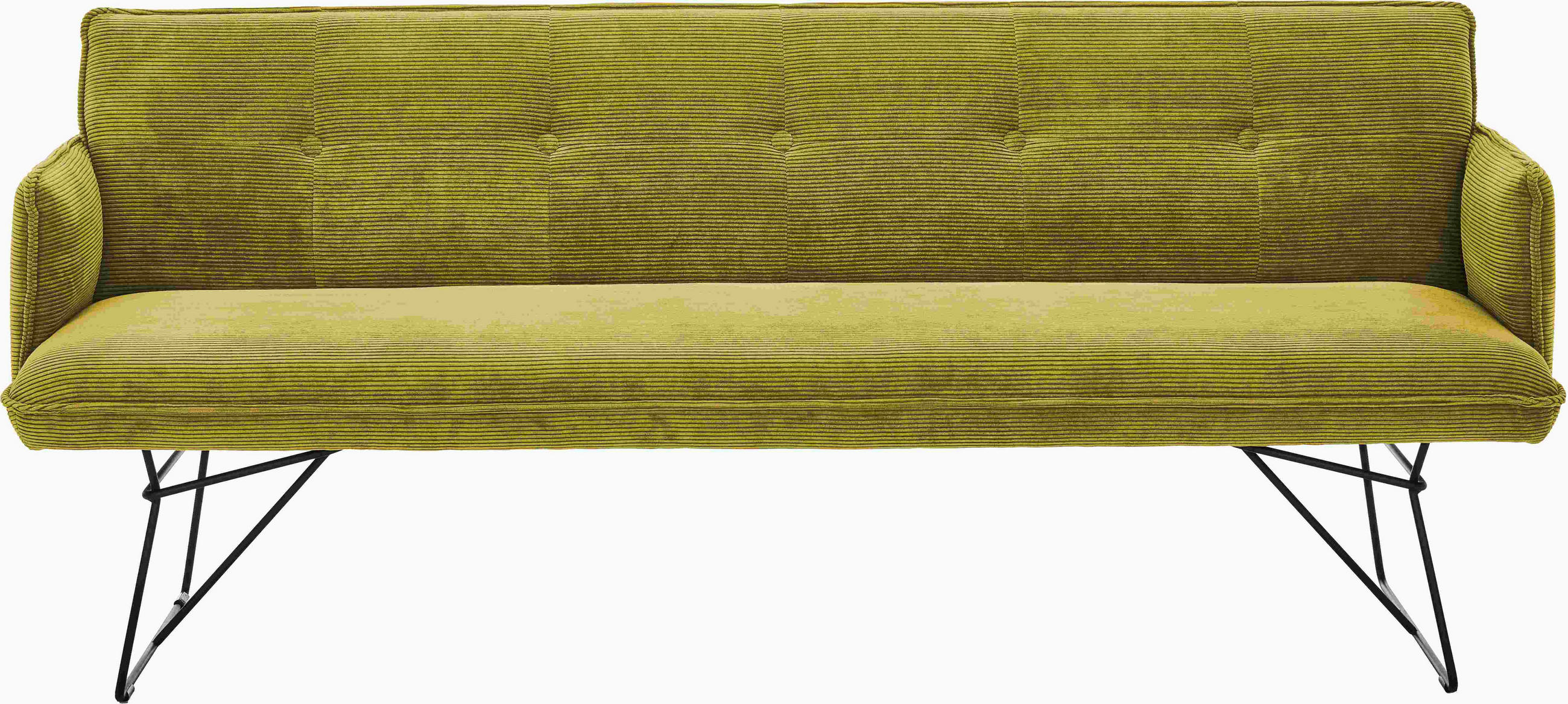 SITZBANK 212/89/70 cm Feincord Hellgrün Metall  - Schwarz/Hellgrün, Design, Textil/Metall (212/89/70cm) - Pure Home Lifestyle
