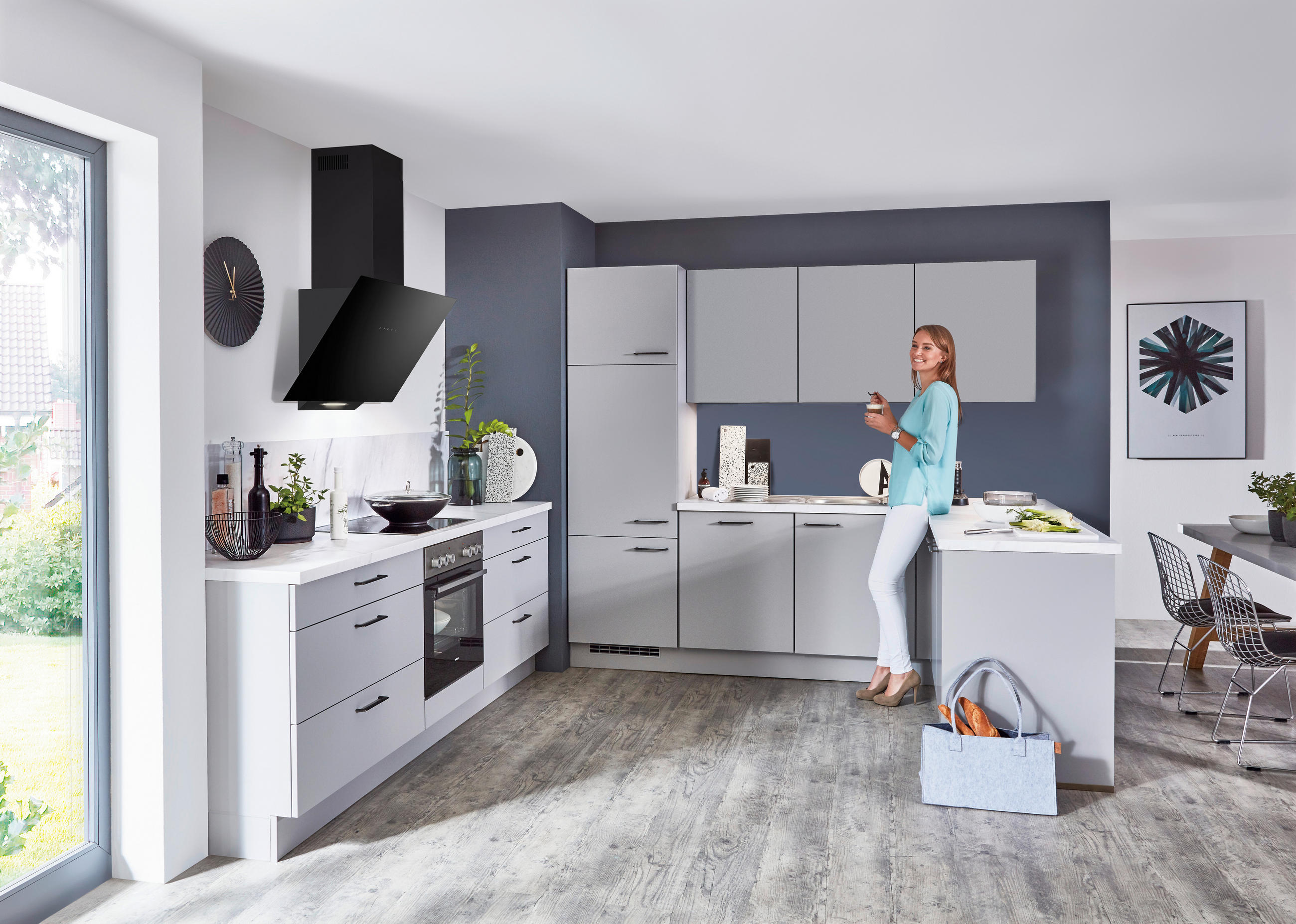 EINBAUKÜCHE - Grau, Design, Holzwerkstoff - Celina