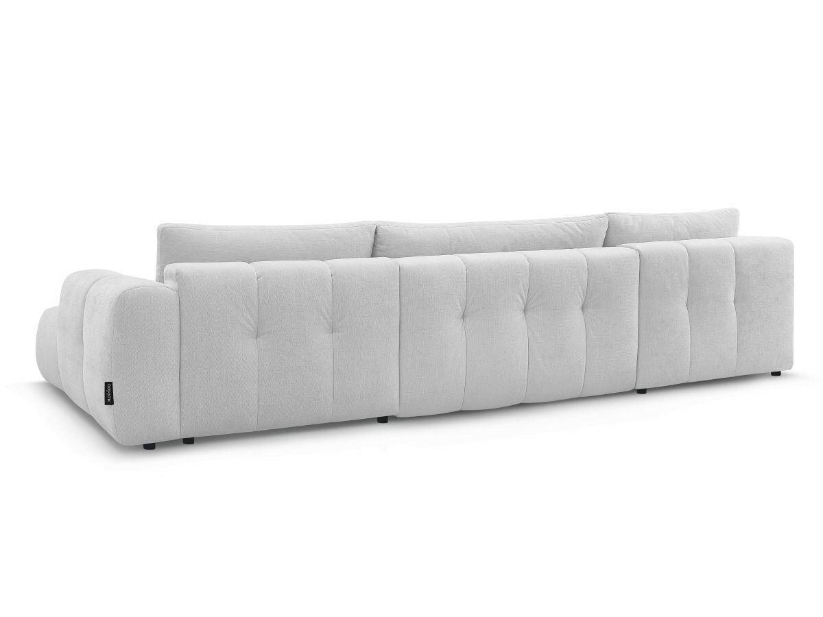 WOHNLANDSCHAFT  FUJI  Hellgrau Leinenoptik  - Hellgrau/Schwarz, MODERN, Kunststoff/Textil (204/377/160cm)