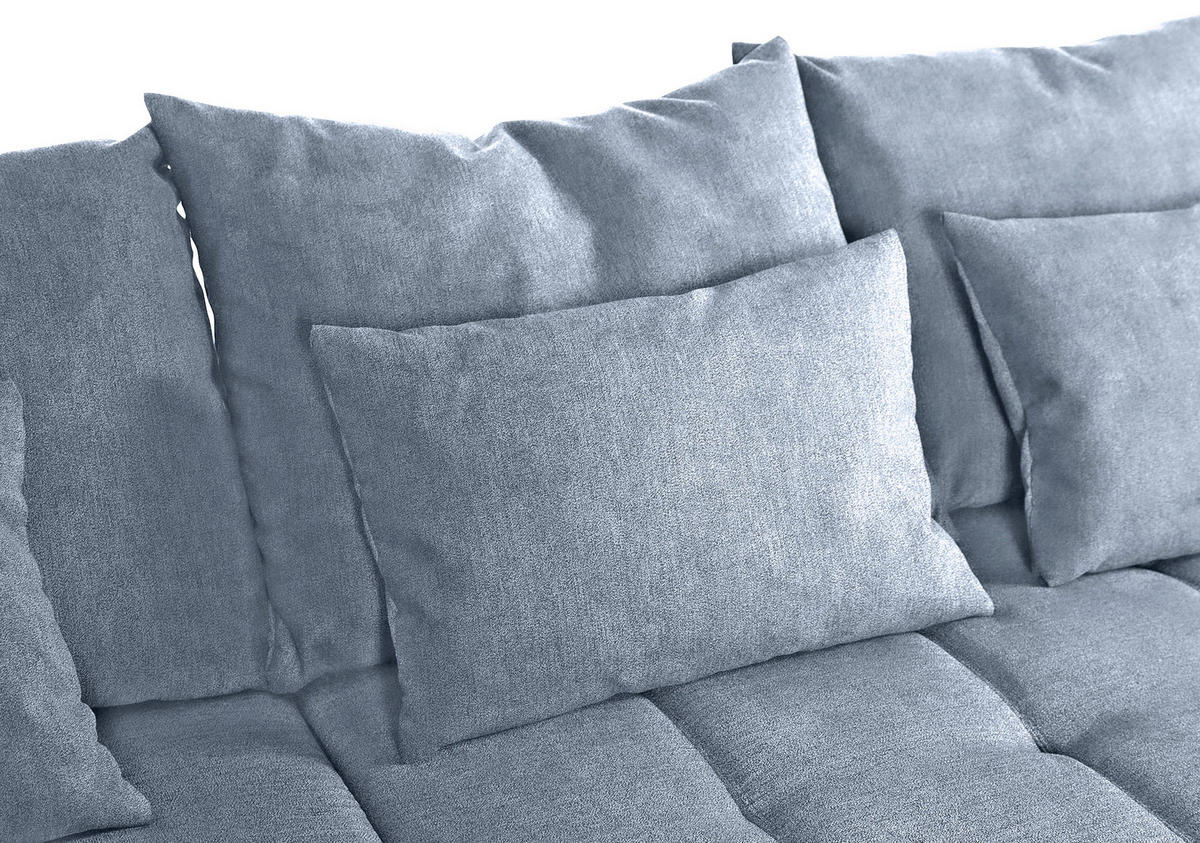 ECKSOFA in Flachgewebe Blau  - Blau/Schwarz, Konventionell, Textil/Metall (205/300cm) - MID.YOU