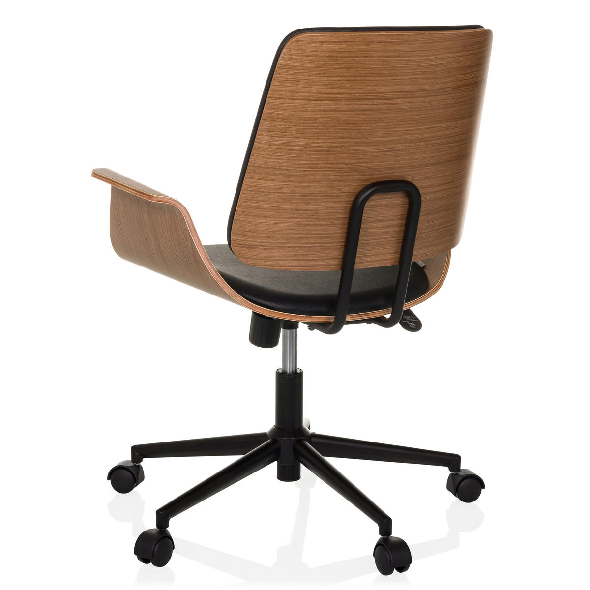 DREHSTUHL Schwarz  - Schwarz/Braun, MODERN, Leder/Holz (68/92/63,5cm) - MID.YOU