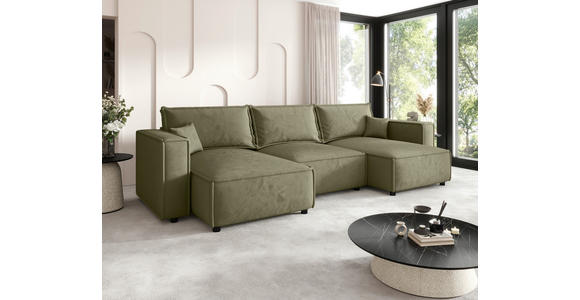 WOHNLANDSCHAFT Senfgelb Webstoff  - Senfgelb/Schwarz, MODERN, Kunststoff/Textil (153/350/153cm) - Xora