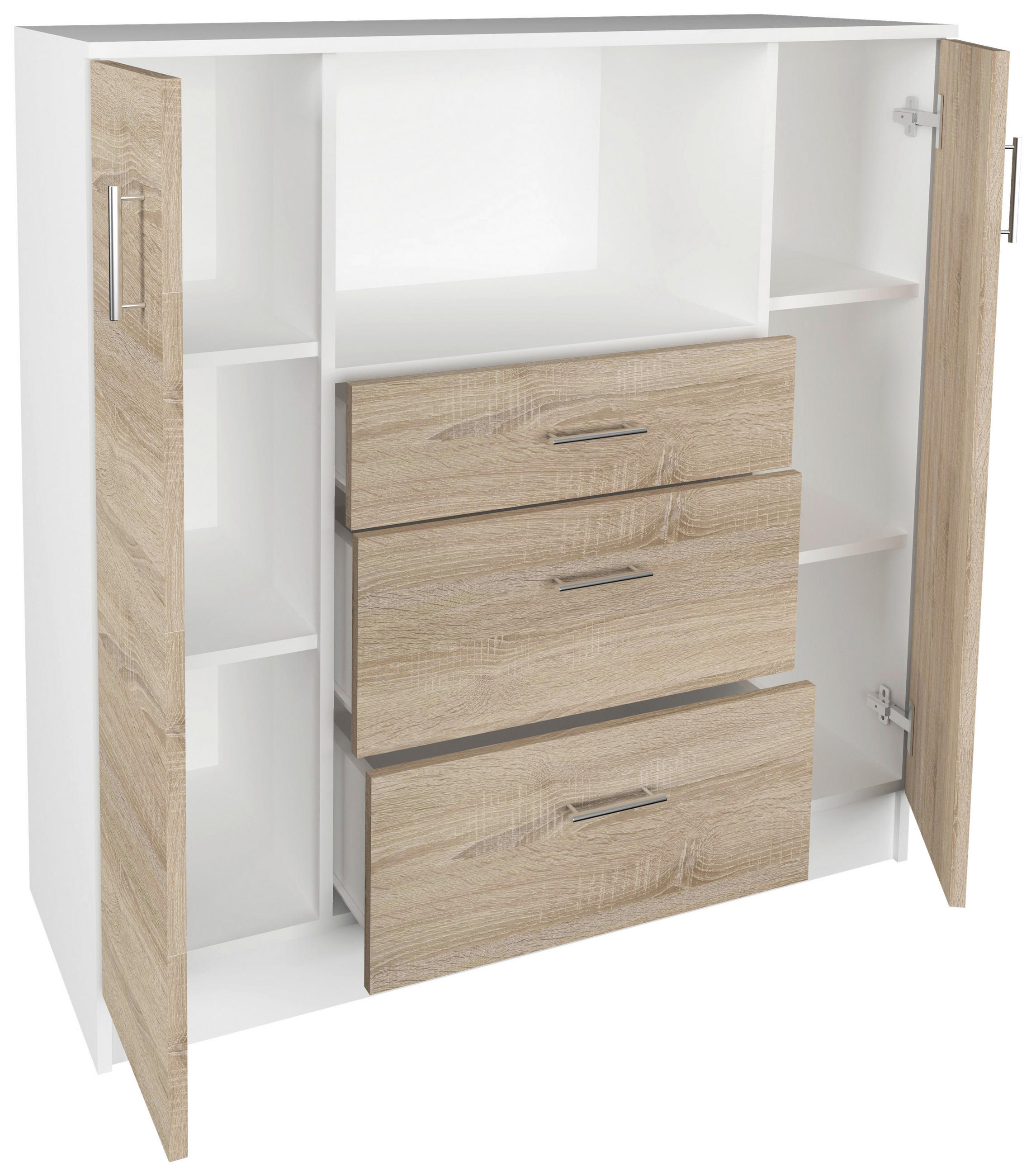 BUFFET 109/110/40 cm  in Weiß, Sonoma Eiche  - Alufarben/Weiß, Design, Holzwerkstoff/Metall (109/110/40cm) - MID.YOU