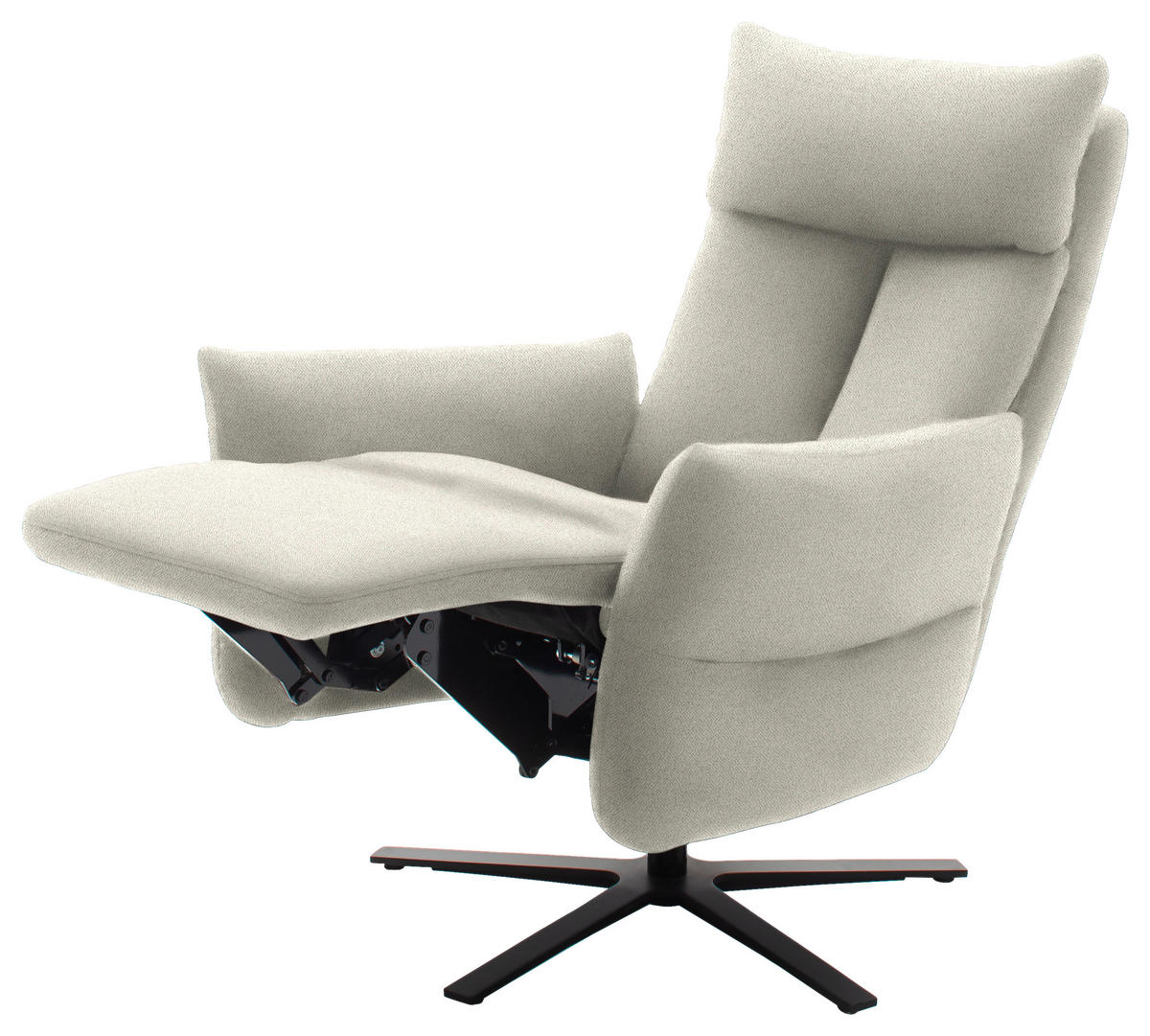 FERNSEHSESSEL in Chenille Creme  - Creme/Schwarz, Design, Textil/Metall (74/115/85cm) - Schöner Wohnen