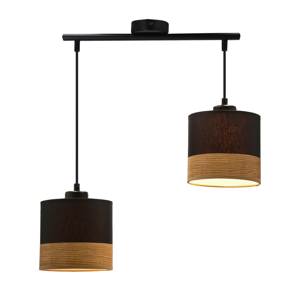 PENDELLEUCHTE 48/15/115 cm  - Eichefarben/Schwarz, Natur, Textil/Metall (48/15/115cm)