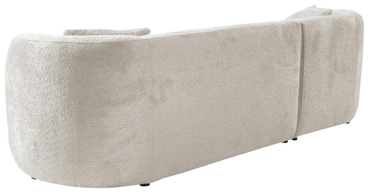 ECKSOFA in Bouclé Weiss  - Weiss/Schwarz, Design, Kunststoff/Textil (143/264cm) - MID.YOU