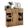 HIGHBOARD Erlefarben  136,9/138,3/37,1 cm  - Dunkelgrau/Erlefarben, Natur, Glas/Holz (136,9/138,3/37,1cm) - Valdera
