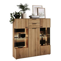 HIGHBOARD  in 136,9/138,3/37,1 cm  - Dunkelgrau/Erlefarben, Natur, Glas/Holz (136,9/138,3/37,1cm) - Valdera