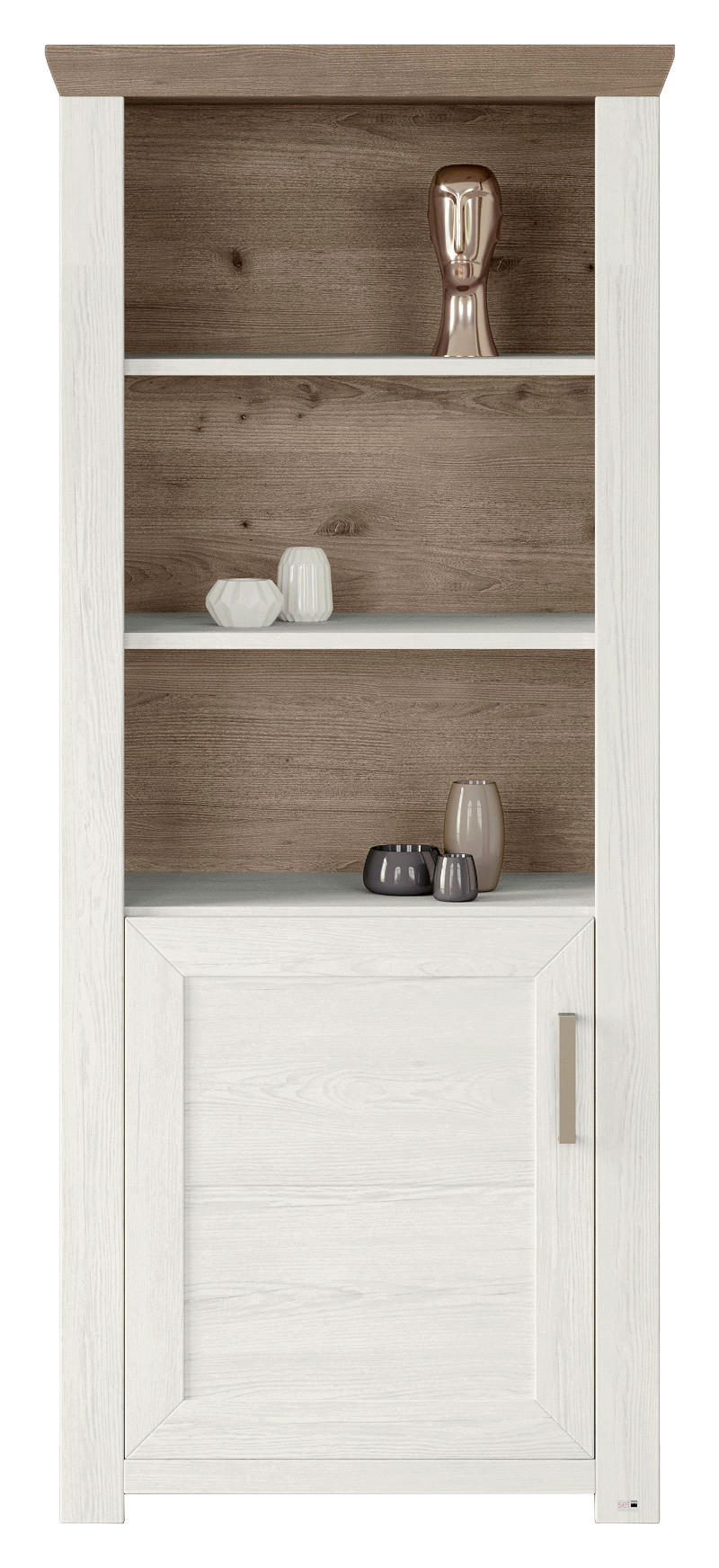 REGAL Weiß, Eichefarben  - Eichefarben/Weiß, Design, Holzwerkstoff/Metall (74,5/174,6/42,2cm) - SetOne by Musterring
