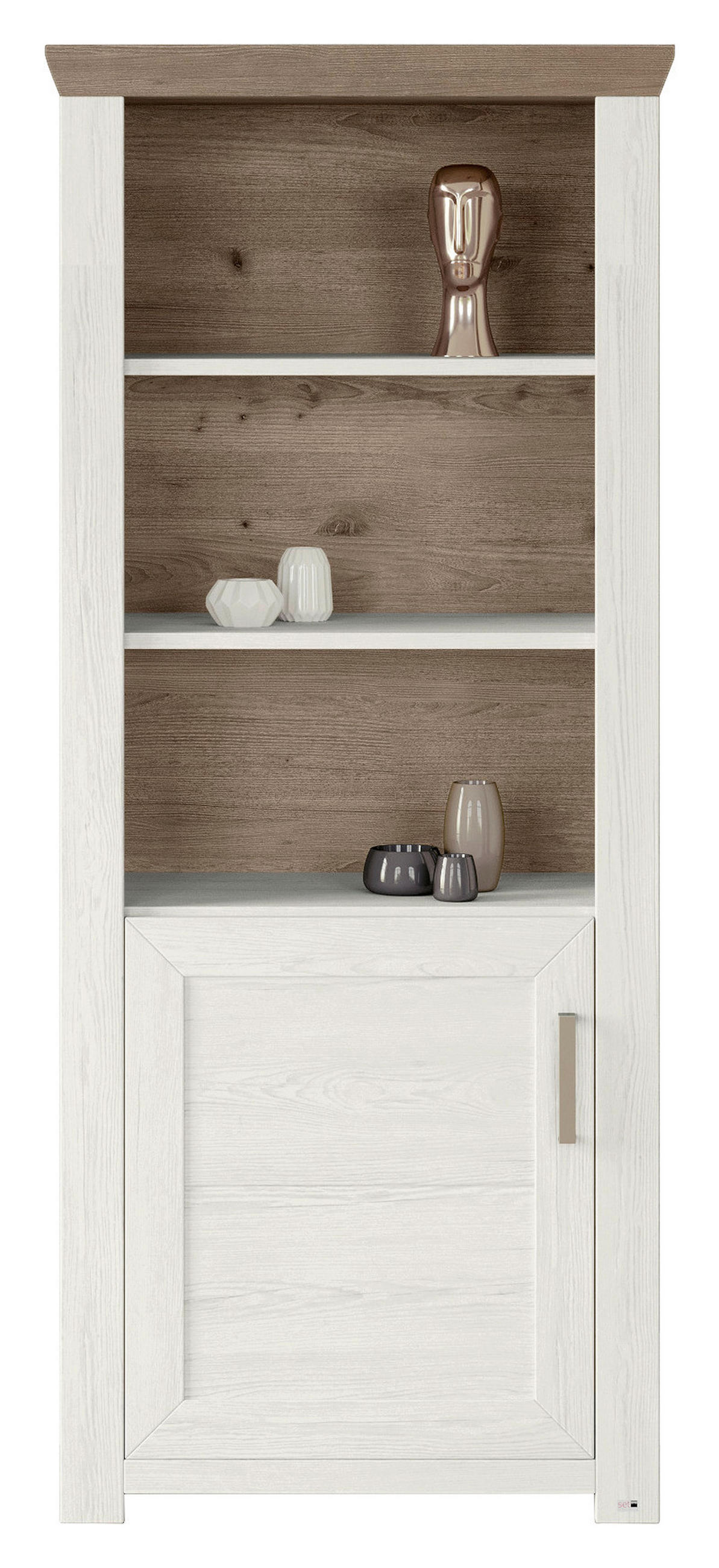 REGAL Weiß, Eichefarben  - Eichefarben/Weiß, Design, Holzwerkstoff/Metall (74,5/174,6/42,2cm) - SetOne by Musterring