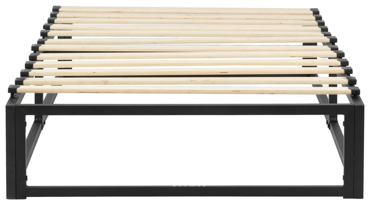 METALLBETT 90/200 cm  in Naturfarben, Schwarz  - Schwarz/Naturfarben, Basics, Holz/Metall (90/200cm) - Boxxx