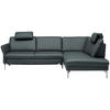 ECKSOFA in Echtleder Blaugrau  - Blaugrau/Alufarben, Konventionell, Leder/Metall (284/220cm) - Beldomo Premium