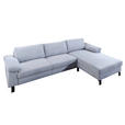 ECKSOFA  in Velours Hellblau  288/182 cm  - Schwarz/Hellblau, Design, Textil/Metall (288/182cm) - Hom`in