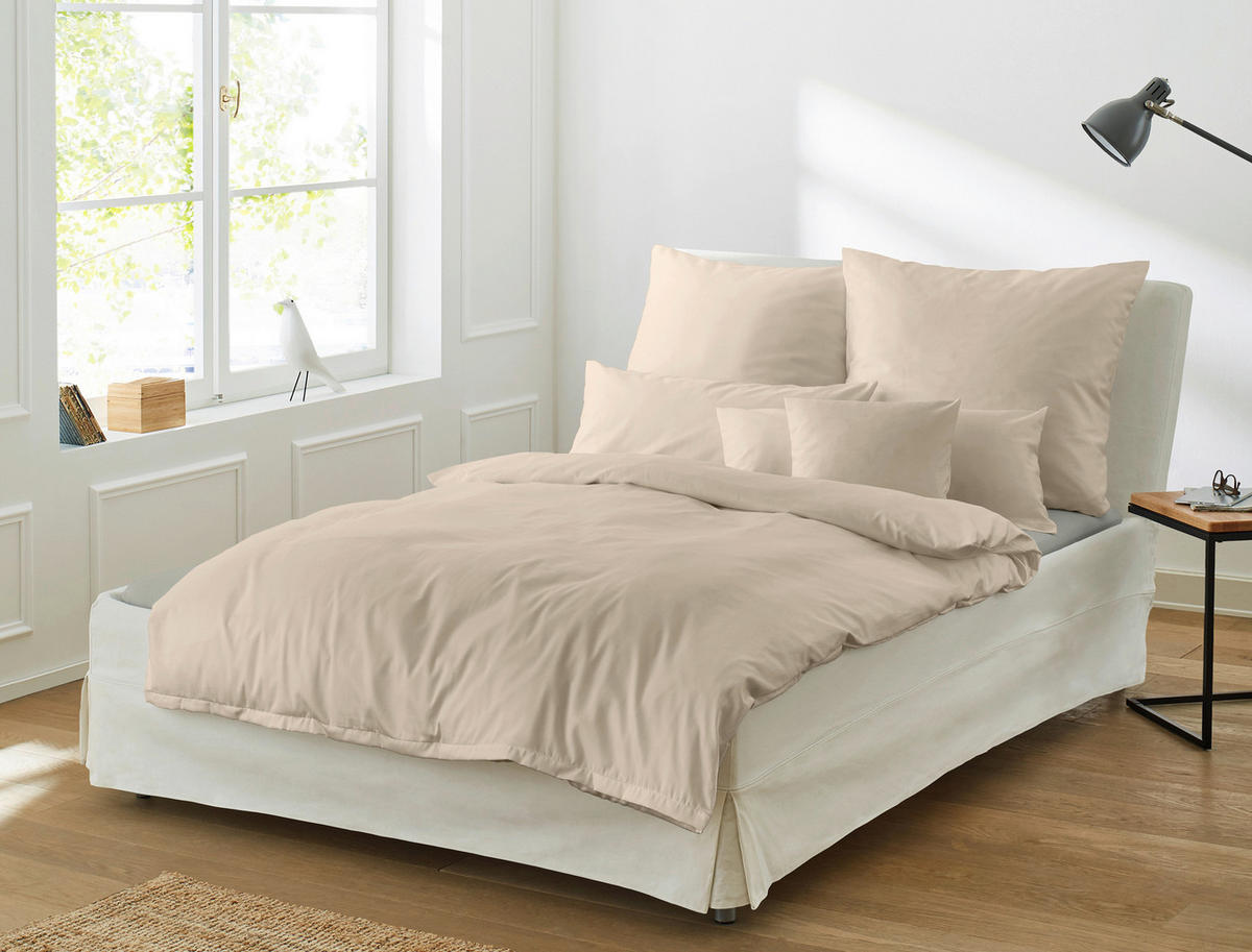 BETTWÄSCHE 3-teilig Makosatin 200/220 cm  - Beige, KONVENTIONELL, Textil (200/220cm) - Irisette