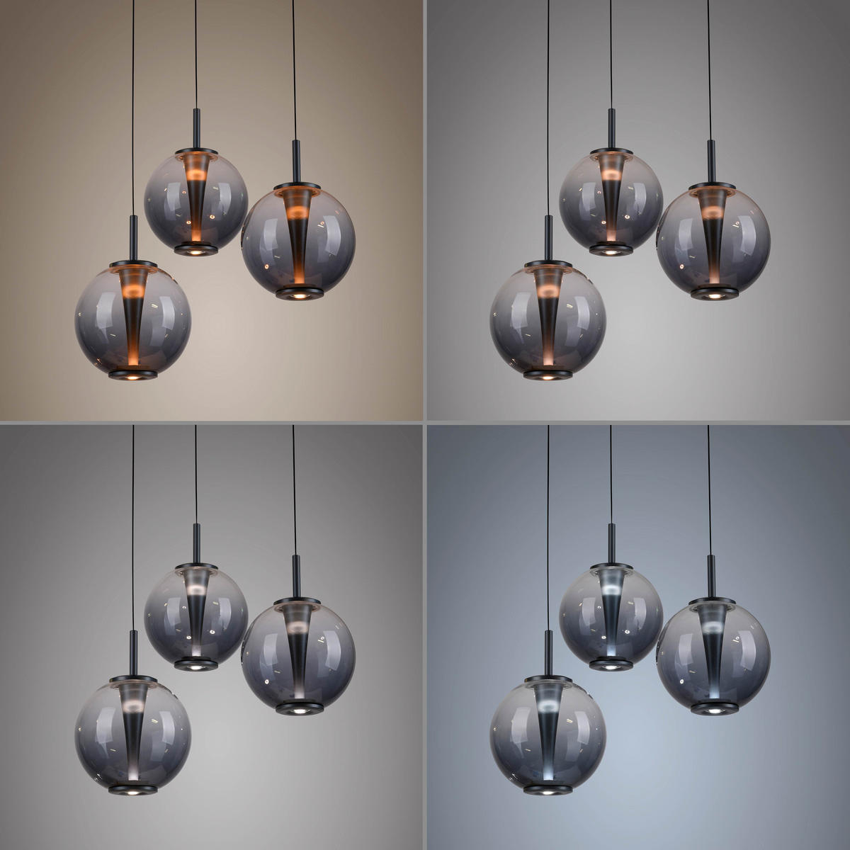 LED-PENDELLEUCHTE 50/50/240 cm   - Grau, Trend, Glas/Metall (50/50/240cm) - Neuhaus PURE
