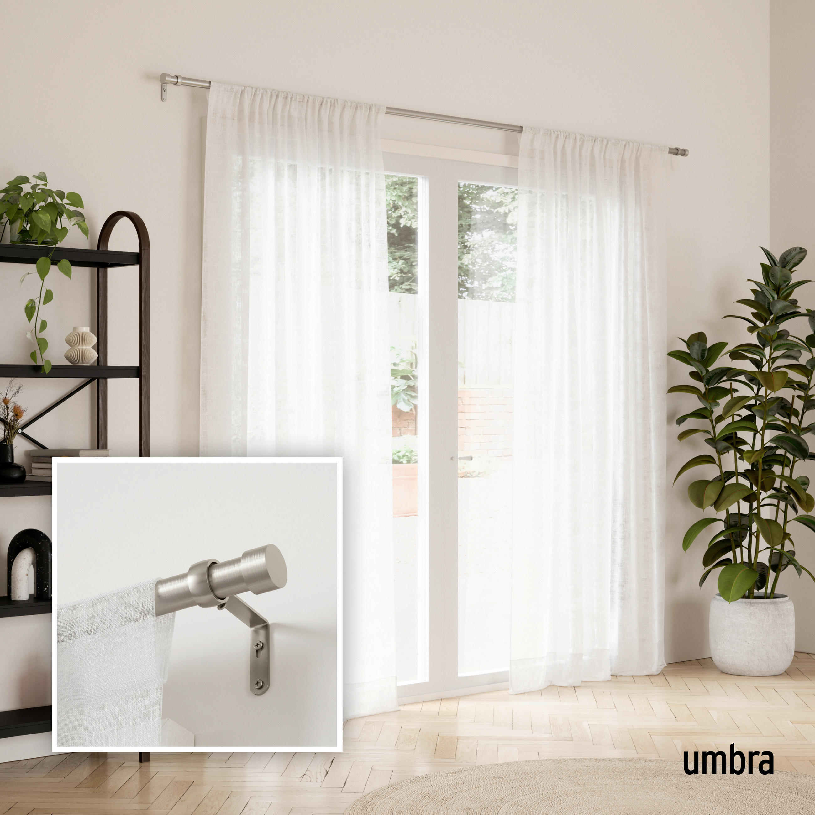 VORHANGSTANGENSET 305-457 cm  - Nickelfarben, KONVENTIONELL, Kunststoff/Metall (305-457cm) - Umbra