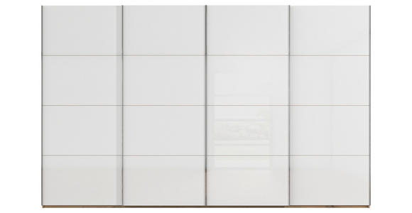 SCHWEBETÜRENSCHRANK  in Weiß, Eiche Artisan  - Chromfarben/Weiß, Design, Glas/Holzwerkstoff (361/223/68cm) - Novel