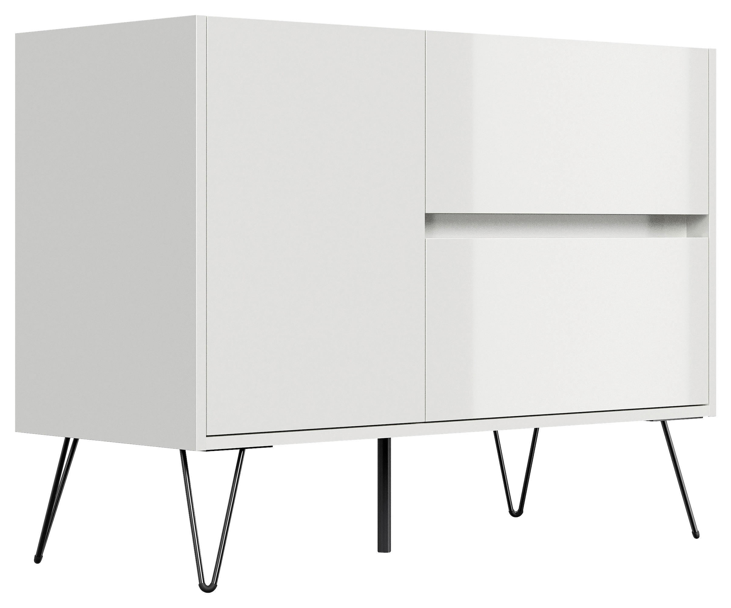 SIDEBOARD Posseik Industrial  in 99/75,8/42 cm  - Eichefarben/Schwarz, Design, Holzwerkstoff/Metall (99/75,8/42cm) - P & B