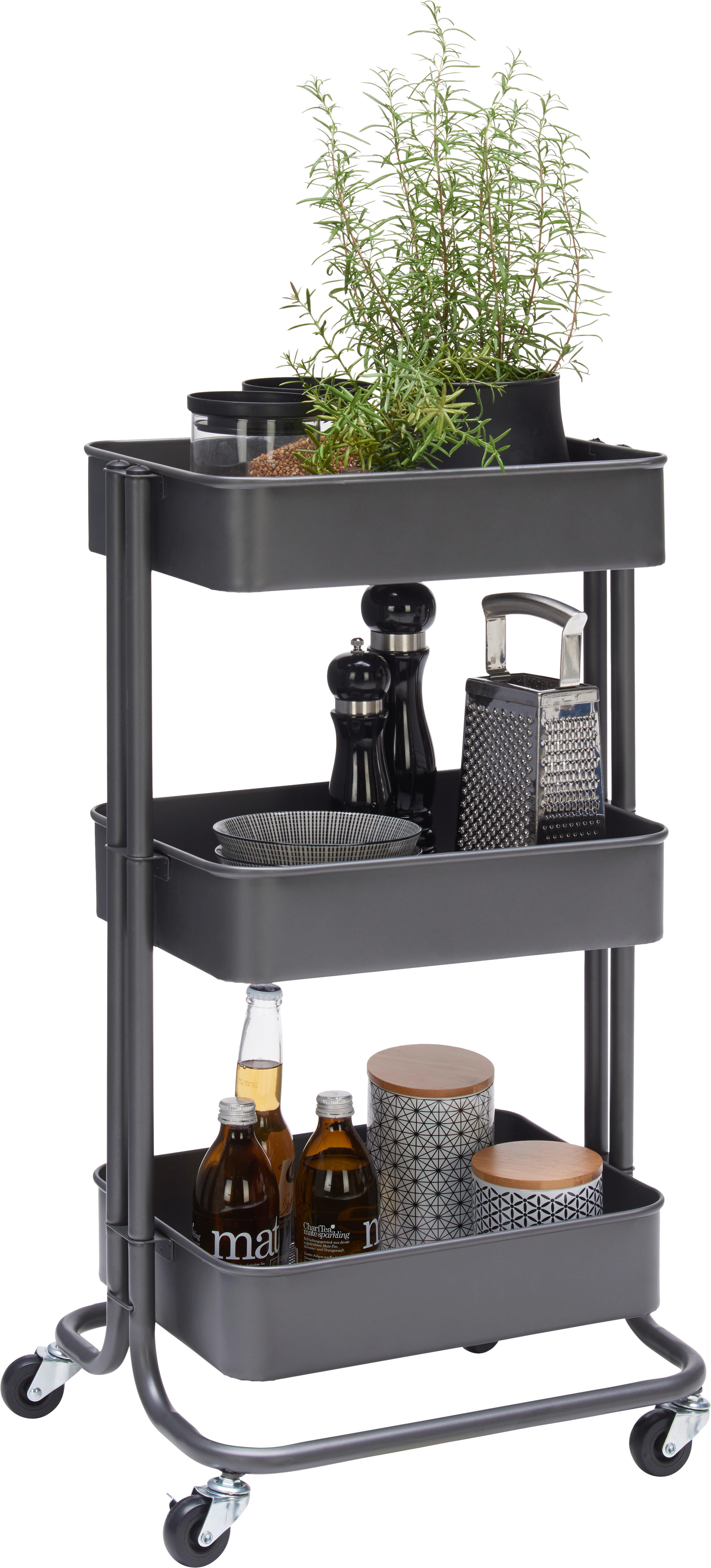 UNIVERZÁLNÍ VOZÍK, 43/78,5/35 cm - tmavě šedá, Design, kov (43/78,5/35cm) - Carryhome