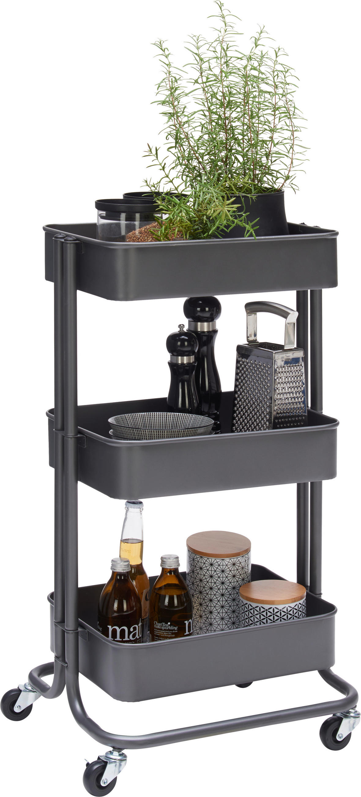 UNIVERZÁLNÍ VOZÍK, 43/78,5/35 cm - tmavě šedá, Design, kov (43/78,5/35cm) - Carryhome