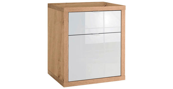 ROLLCONTAINER Eiche Artisan, Weiß Hochglanz - Weiß Hochglanz/Weiß, Design, Holzwerkstoff/Kunststoff (52/65/44cm) - Carryhome
