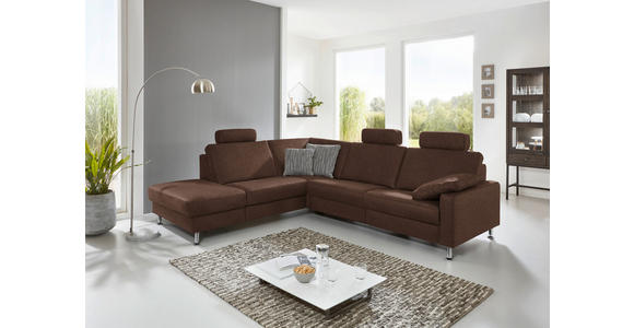 ECKSOFA in Mikrofaser Dunkelbraun 242/275 cm - Dunkelbraun/Alufarben, Design, Textil/Metall (242/275cm) - Dieter Knoll